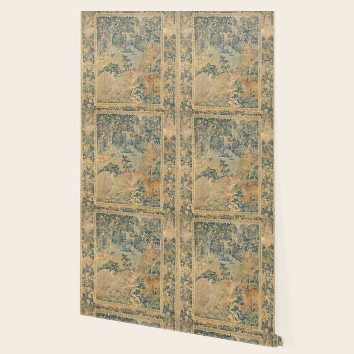 Antique 17th Century Gamepark French Aubusson Tapestry Wallpaper Gallery Image 2