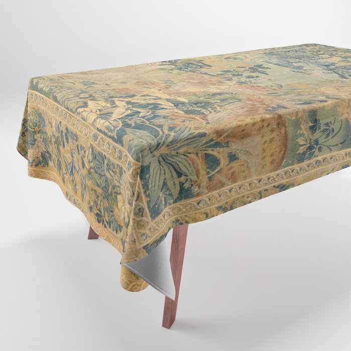 Antique 17th Century Gamepark French Aubusson Tapestry Tablecloth Gallery Image 1