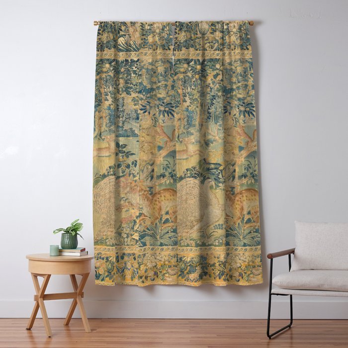 Antique 17th Century Gamepark French Aubusson Tapestry Window Curtain Gallery Image 5