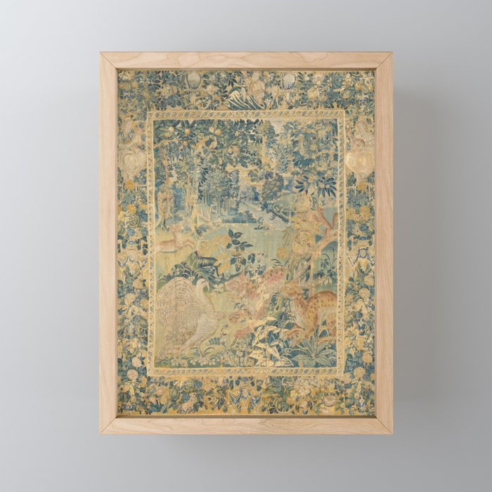 Antique 17th Century Gamepark French Aubusson Tapestry Mini Art Print Gallery Image 1