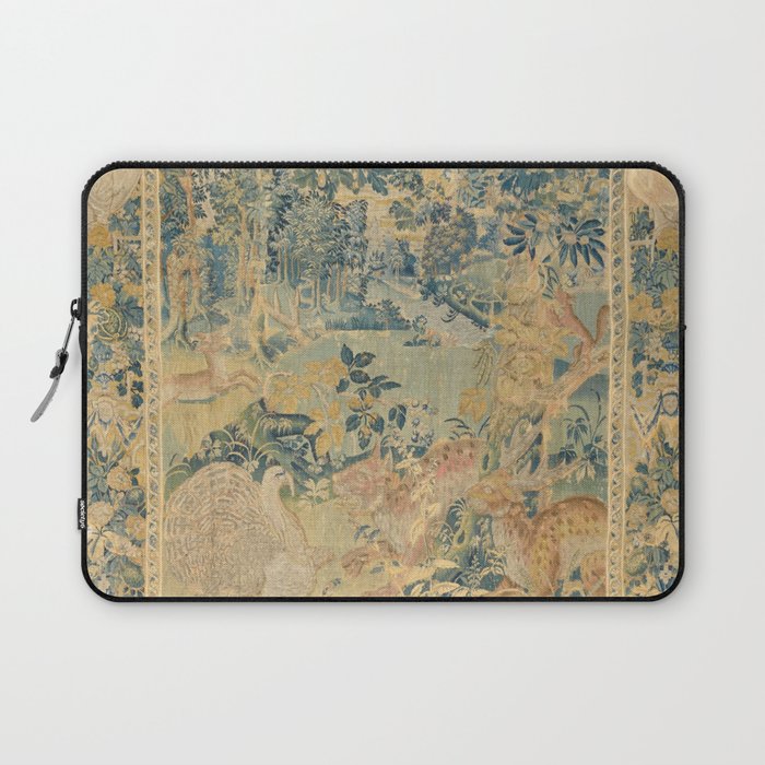 Antique 17th Century Gamepark French Aubusson Tapestry Laptop Sleeve Gallery Image 1