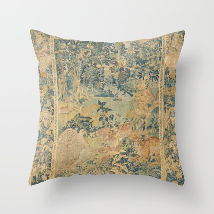 Antique 17th Century Gamepark French Aubusson Tapestry Throw Pillow Gallery Image 6