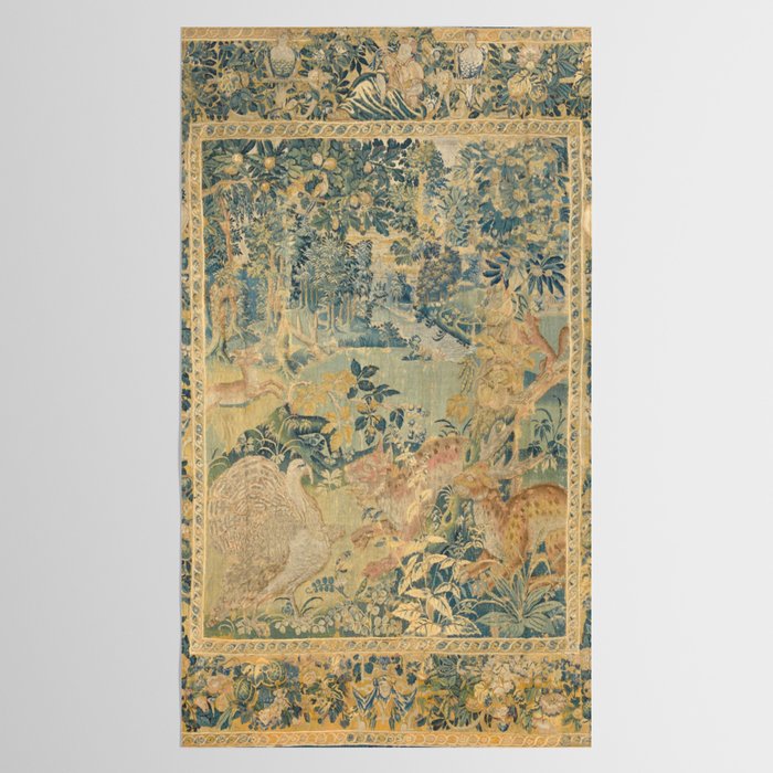 Antique 17th Century Gamepark French Aubusson Tapestry Tablecloth Gallery Image 2