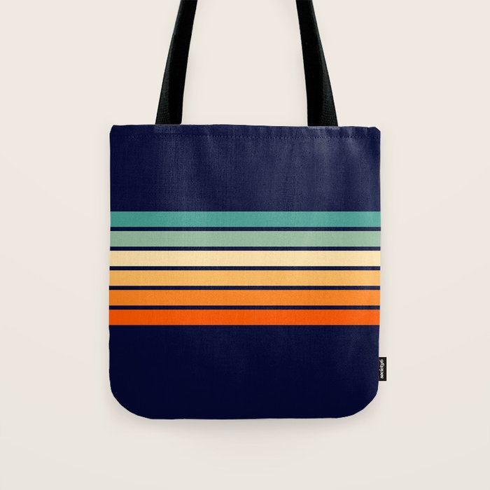 Marynda - Classic Colorful 70s Vintage Style Retro Summer Stripes Tote Bag Gallery Image 1