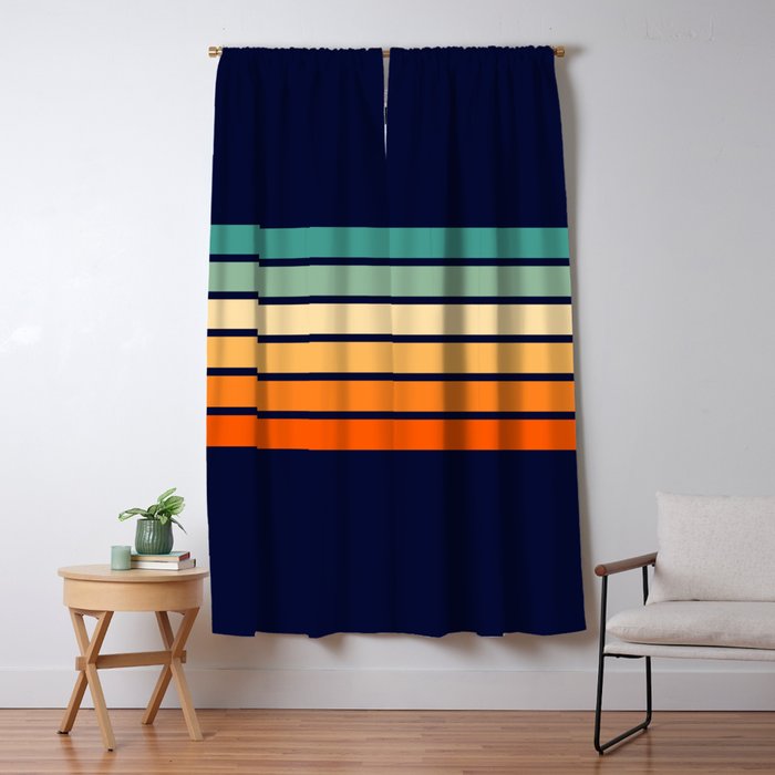 Marynda - Classic Colorful 70s Vintage Style Retro Summer Stripes Window Curtain Gallery Image 5