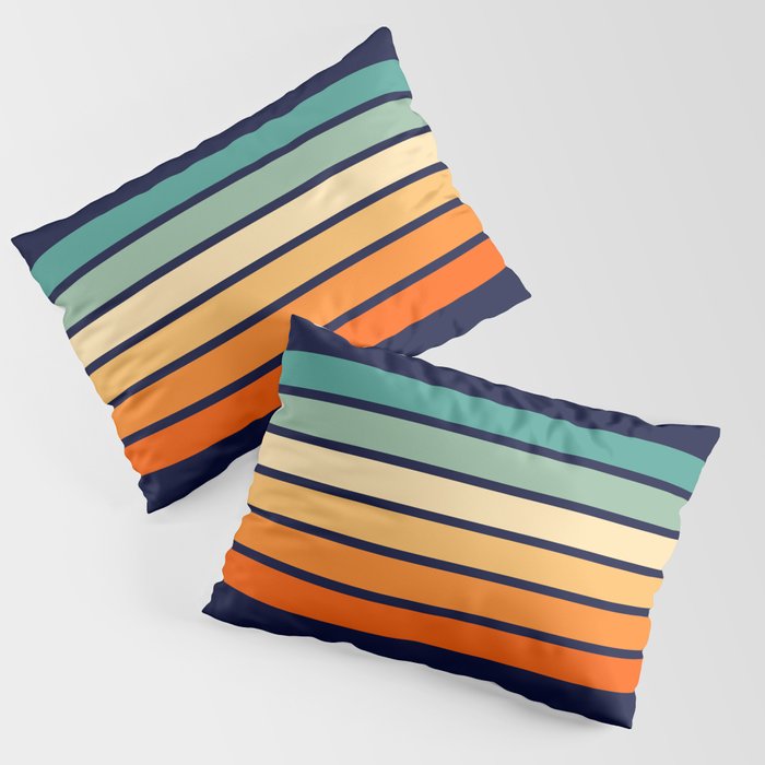 Marynda - Classic Colorful 70s Vintage Style Retro Summer Stripes Pillow Sham Gallery Image 3
