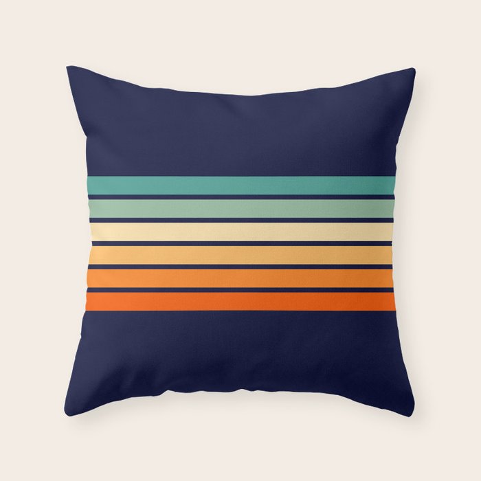 Marynda - Classic Colorful 70s Vintage Style Retro Summer Stripes Throw Pillow Gallery Image 6