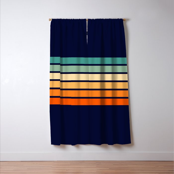 Marynda - Classic Colorful 70s Vintage Style Retro Summer Stripes Window Curtain Gallery Image 3