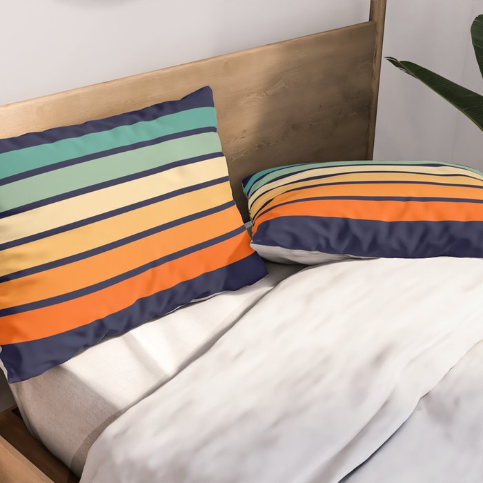 Marynda - Classic Colorful 70s Vintage Style Retro Summer Stripes Pillow Sham Gallery Image 2
