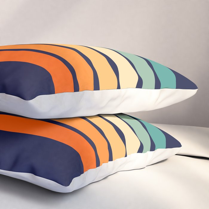 Marynda - Classic Colorful 70s Vintage Style Retro Summer Stripes Pillow Sham Gallery Image 3
