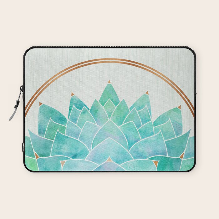 Modern Succulent with Metallic Gold Watercolor Laptop Sleeve Gallery Image 1