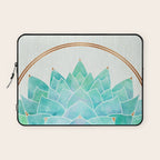 Modern Succulent with Metallic Gold Watercolor Laptop Sleeve Gallery Image 1