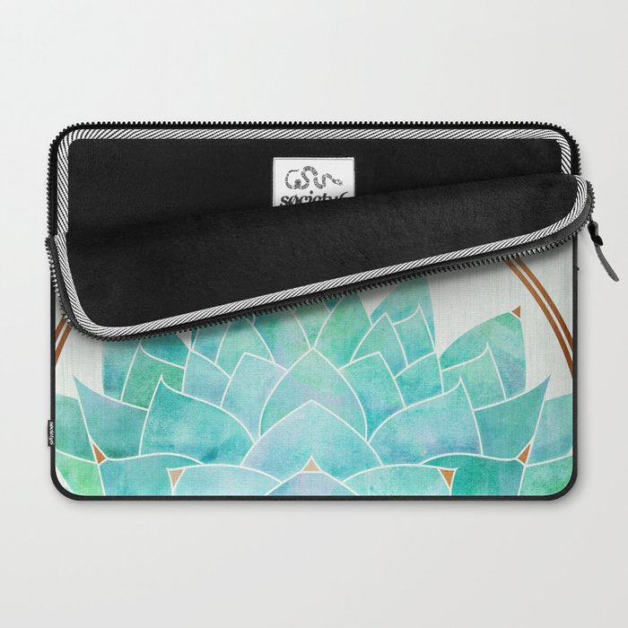 Modern Succulent with Metallic Gold Watercolor Laptop Sleeve Gallery Image 2