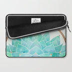 Modern Succulent with Metallic Gold Watercolor Laptop Sleeve Gallery Image 2