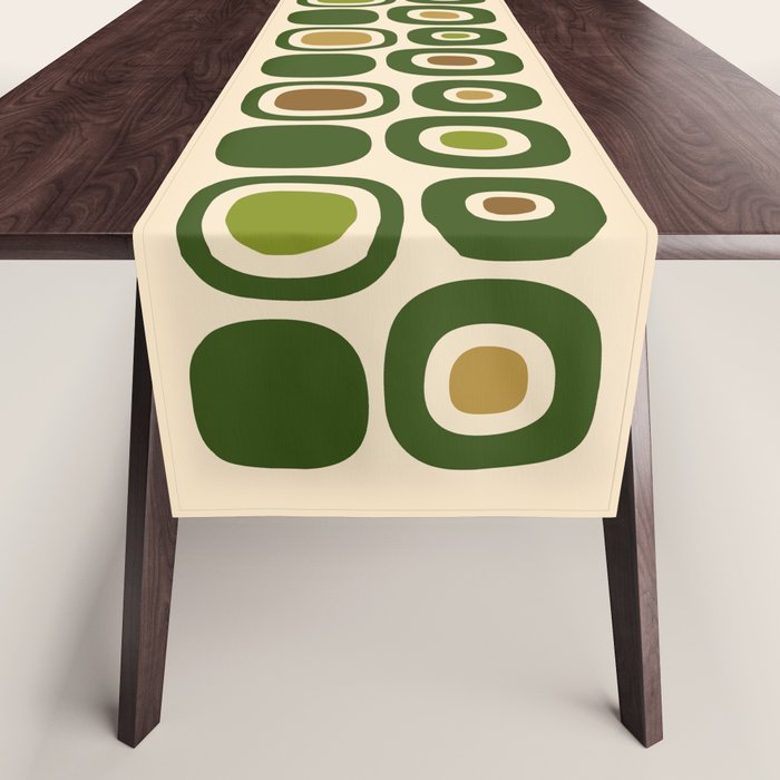 Mid Century Modern Modern Organic Shapes Pattern 321 Green Table Runner Gallery Image 1