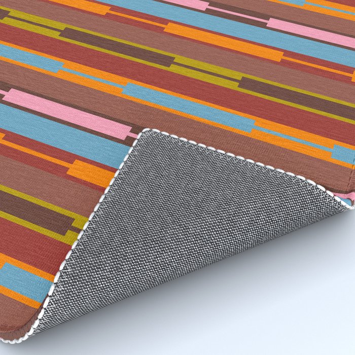 Vertical Stripe Geo Chain Eclectic Multicolored Pattern with Brown Rug Gallery Image 4