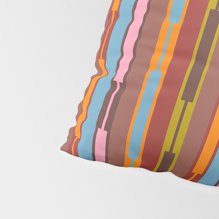 Vertical Stripe Geo Chain Eclectic Multicolored Pattern with Brown Pillow Sham Gallery Image 4