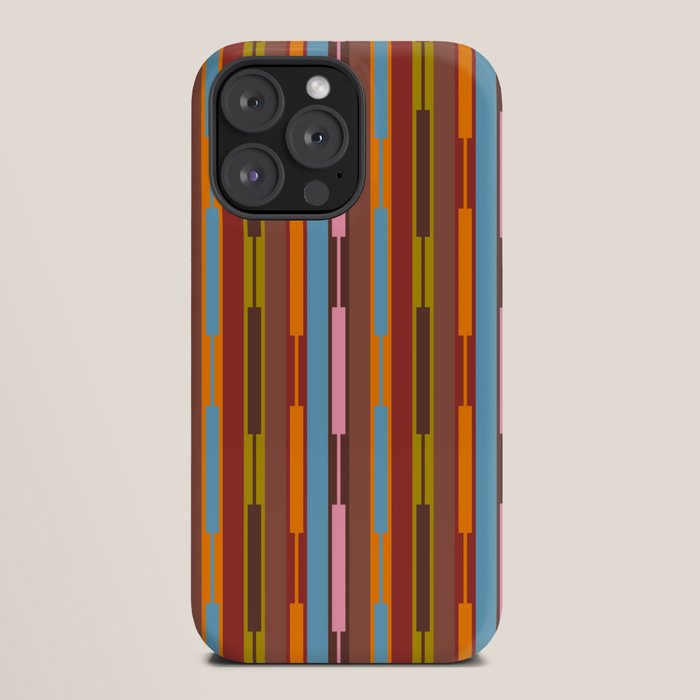 Vertical Stripe Geo Chain Eclectic Multicolored Pattern with Brown iPhone Case Gallery Image 20