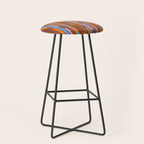 Vertical Stripe Geo Chain Eclectic Multicolored Pattern with Brown Stool Gallery Image 1