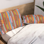 Vertical Stripe Geo Chain Eclectic Multicolored Pattern with Brown Pillow Sham Gallery Image 2