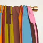 Vertical Stripe Geo Chain Eclectic Multicolored Pattern with Brown Window Curtain Gallery Image 2