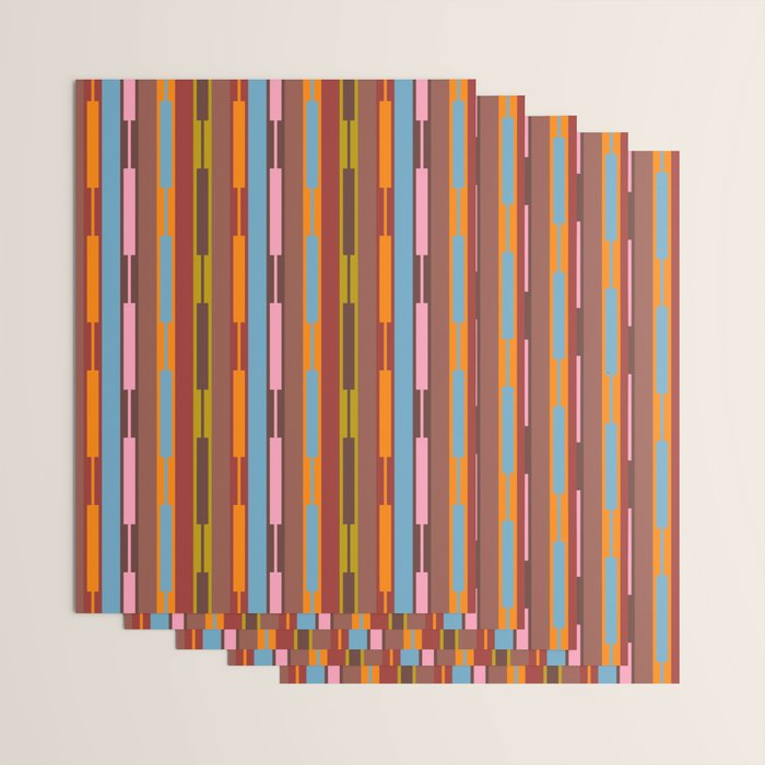 Vertical Stripe Geo Chain Eclectic Multicolored Pattern with Brown Wrapping Paper Gallery Image 3