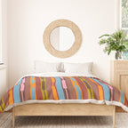 Vertical Stripe Geo Chain Eclectic Multicolored Pattern with Brown Duvet Cover Gallery Image 3