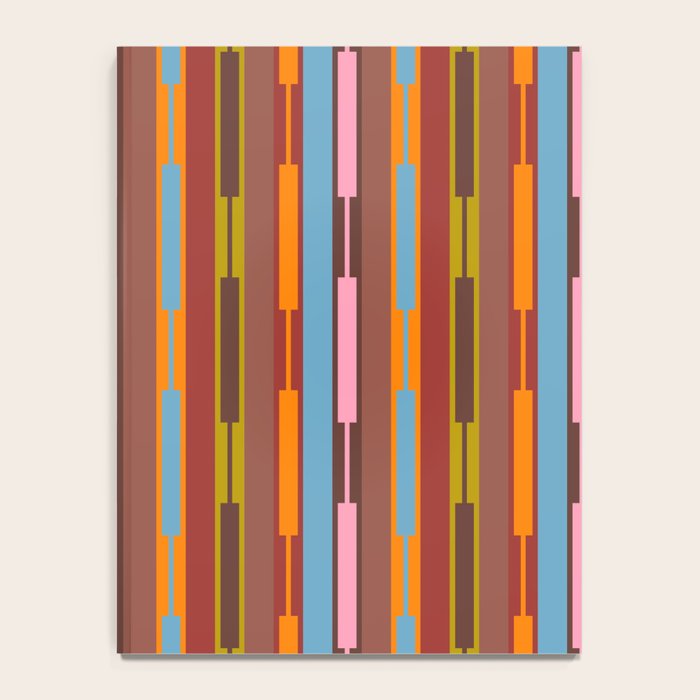 Vertical Stripe Geo Chain Eclectic Multicolored Pattern with Brown Notebook Gallery Image 4