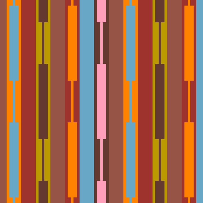 Vertical Stripe Geo Chain Eclectic Multicolored Pattern with Brown Coffee Mug Gallery Image 2
