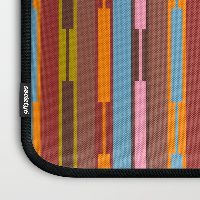 Vertical Stripe Geo Chain Eclectic Multicolored Pattern with Brown Laptop Sleeve Gallery Image 3