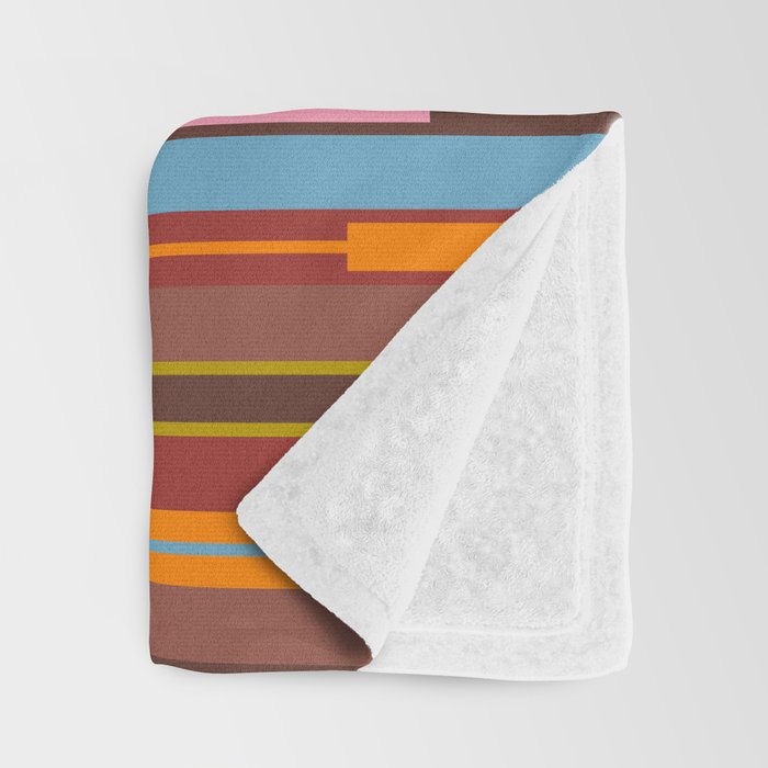 Vertical Stripe Geo Chain Eclectic Multicolored Pattern with Brown Throw Blanket Gallery Image 3