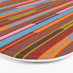 Vertical Stripe Geo Chain Eclectic Multicolored Pattern with Brown Bath Mat Gallery Image 3