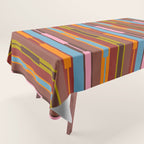 Vertical Stripe Geo Chain Eclectic Multicolored Pattern with Brown Tablecloth Gallery Image 1