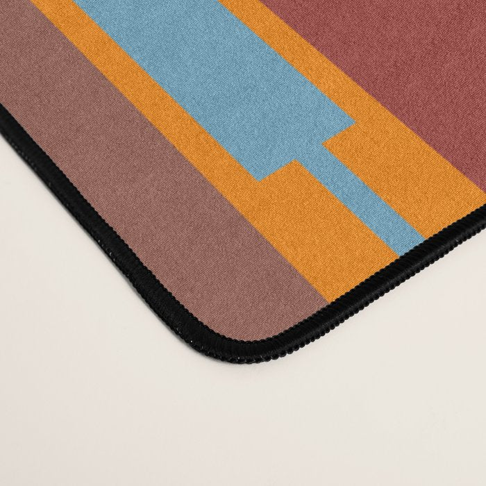 Vertical Stripe Geo Chain Eclectic Multicolored Pattern with Brown Desk Mat Gallery Image 4