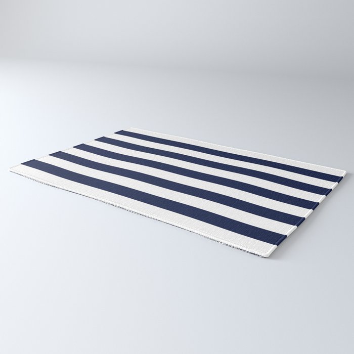 Nautical Navy Blue and White Stripes Rug Gallery Image 3