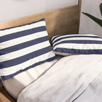 Nautical Navy Blue and White Stripes Pillow Sham Gallery Image 2