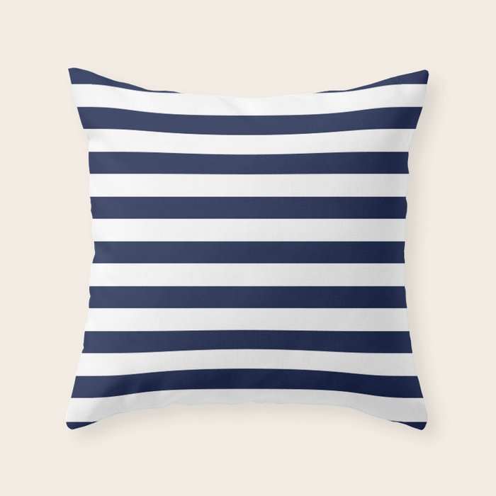 Nautical Navy Blue and White Stripes Throw Pillow Gallery Image 6