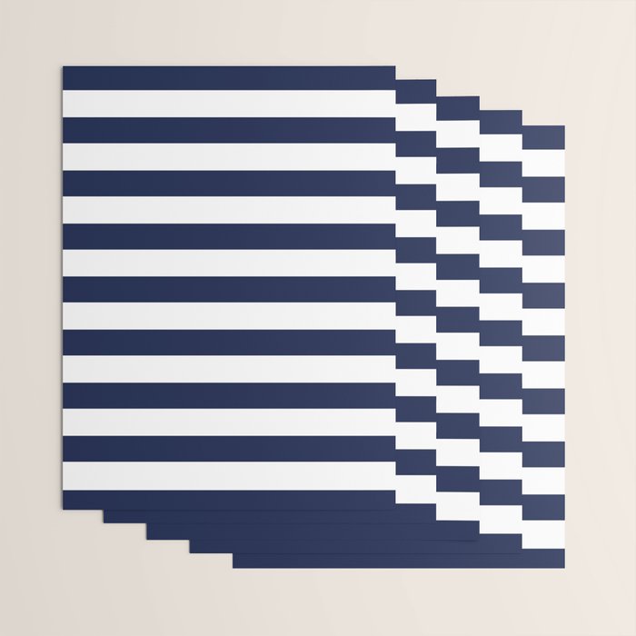Nautical Navy Blue and White Stripes Wrapping Paper Gallery Image 3