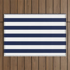Nautical Navy Blue and White Stripes Outdoor Rug Gallery Image 1