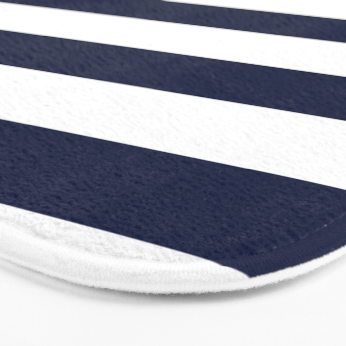 Nautical Navy Blue and White Stripes Bath Mat Gallery Image 3