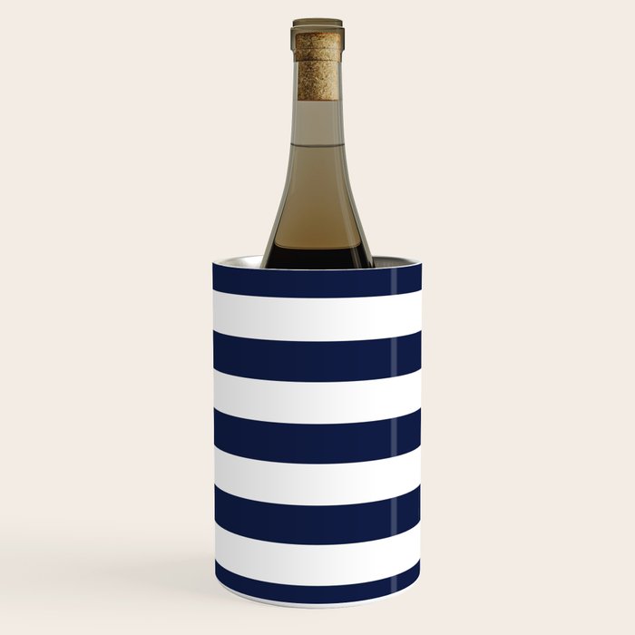 Nautical Navy Blue and White Stripes Wine Chiller Gallery Image 1