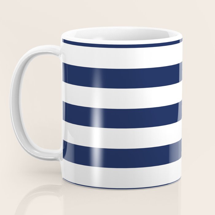Nautical Navy Blue and White Stripes Coffee Mug Gallery Image 3