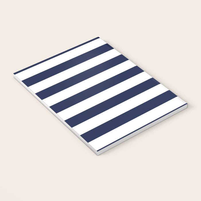 Nautical Navy Blue and White Stripes Notebook Gallery Image 3