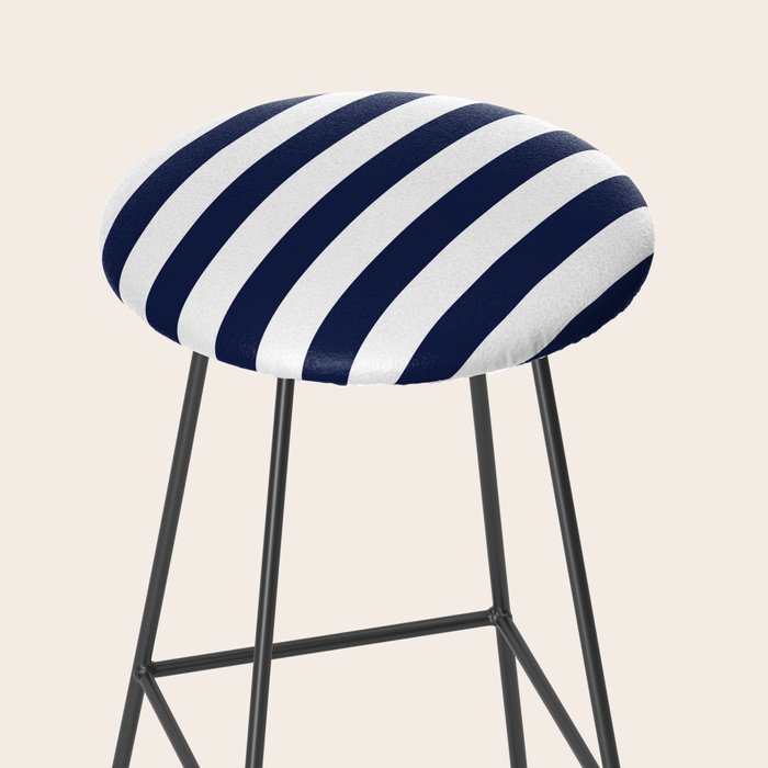 Nautical Navy Blue and White Stripes Stool Gallery Image 2