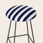 Nautical Navy Blue and White Stripes Stool Gallery Image 2