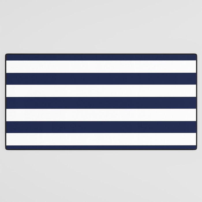 Nautical Navy Blue and White Stripes Desk Mat Gallery Image 3