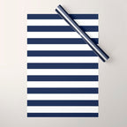 Nautical Navy Blue and White Stripes Wrapping Paper Gallery Image 1