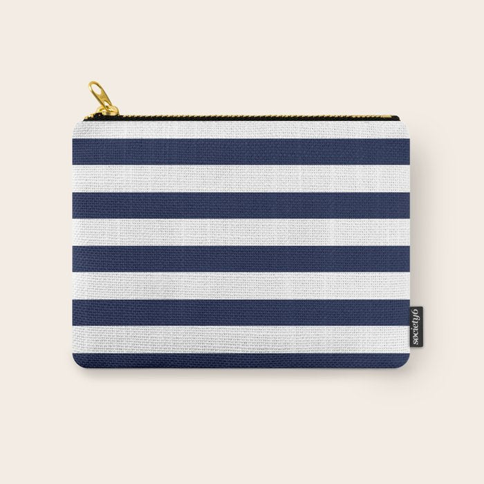 Nautical Navy Blue and White Stripes Carry All Pouch Gallery Image 1