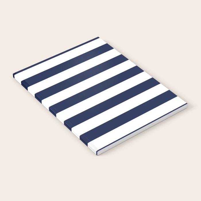 Nautical Navy Blue and White Stripes Notebook Gallery Image 1