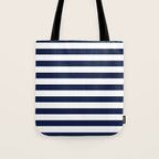 Nautical Navy Blue and White Stripes Tote Bag Gallery Image 1